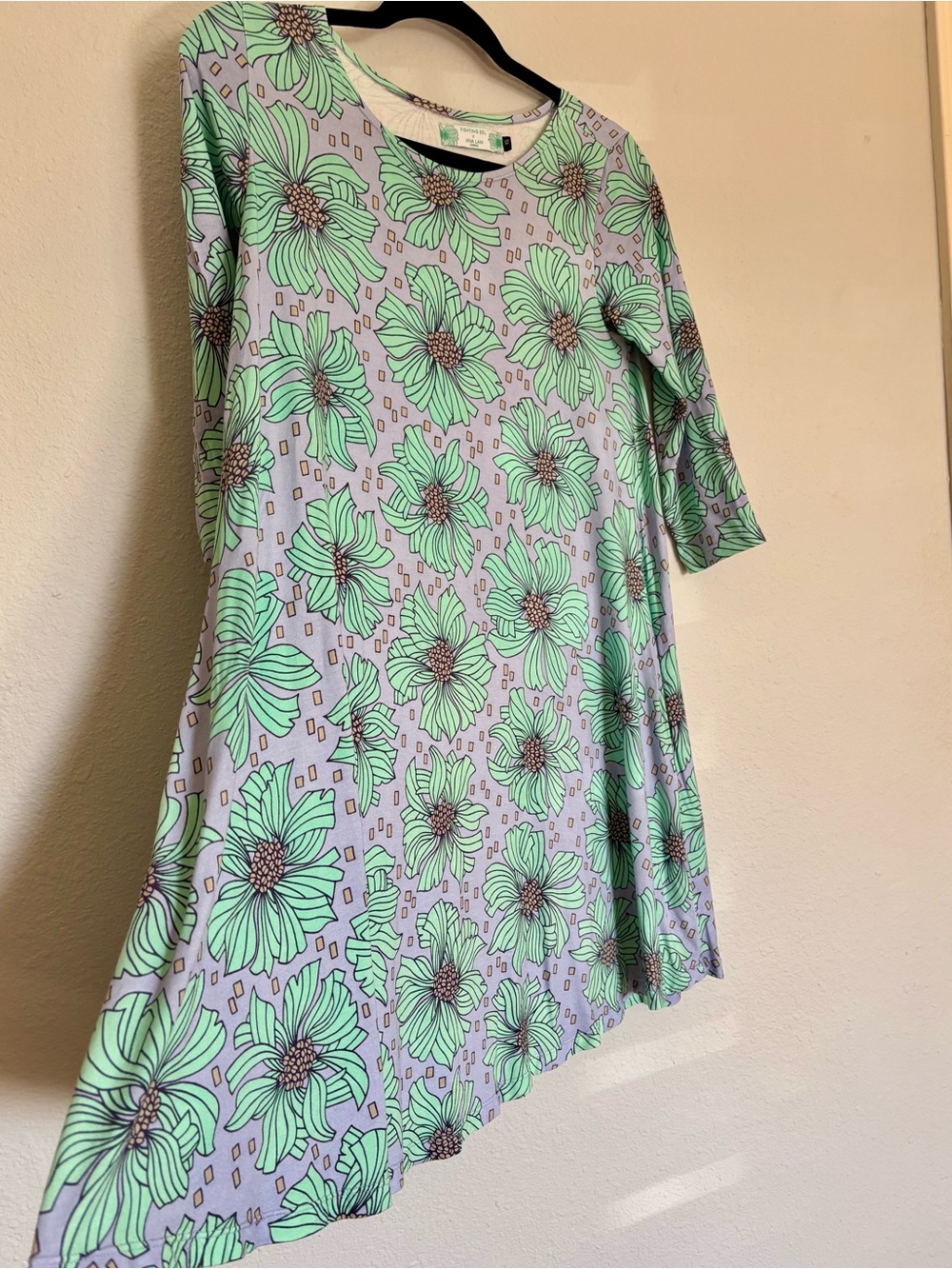 Fighting Eel x Jana Lam Mint Green Floral Dress with Lavender Background